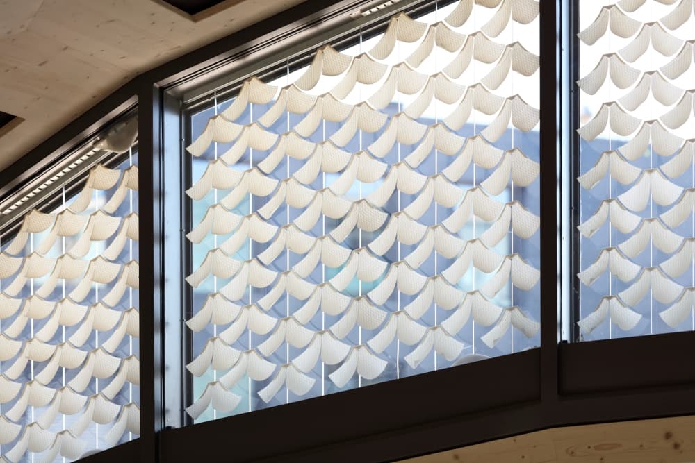 Self-shading windows draw solely on the power of the pine cone