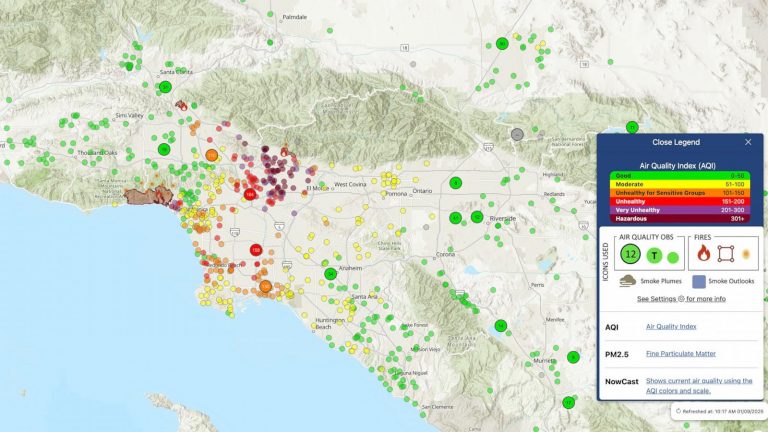 LA wildfires maps show evacuations, power outages, air quality